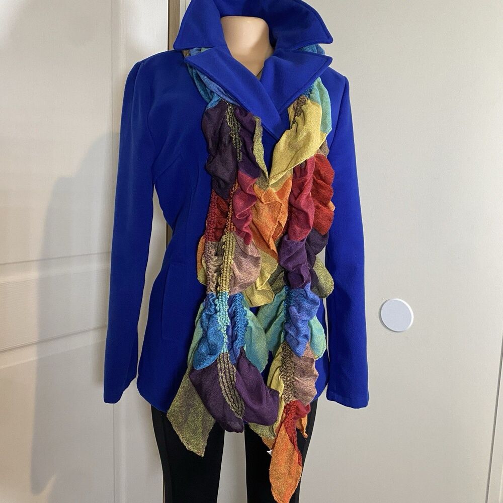 colorful block scarf womens ruched boho bright all seasons red blue yellow